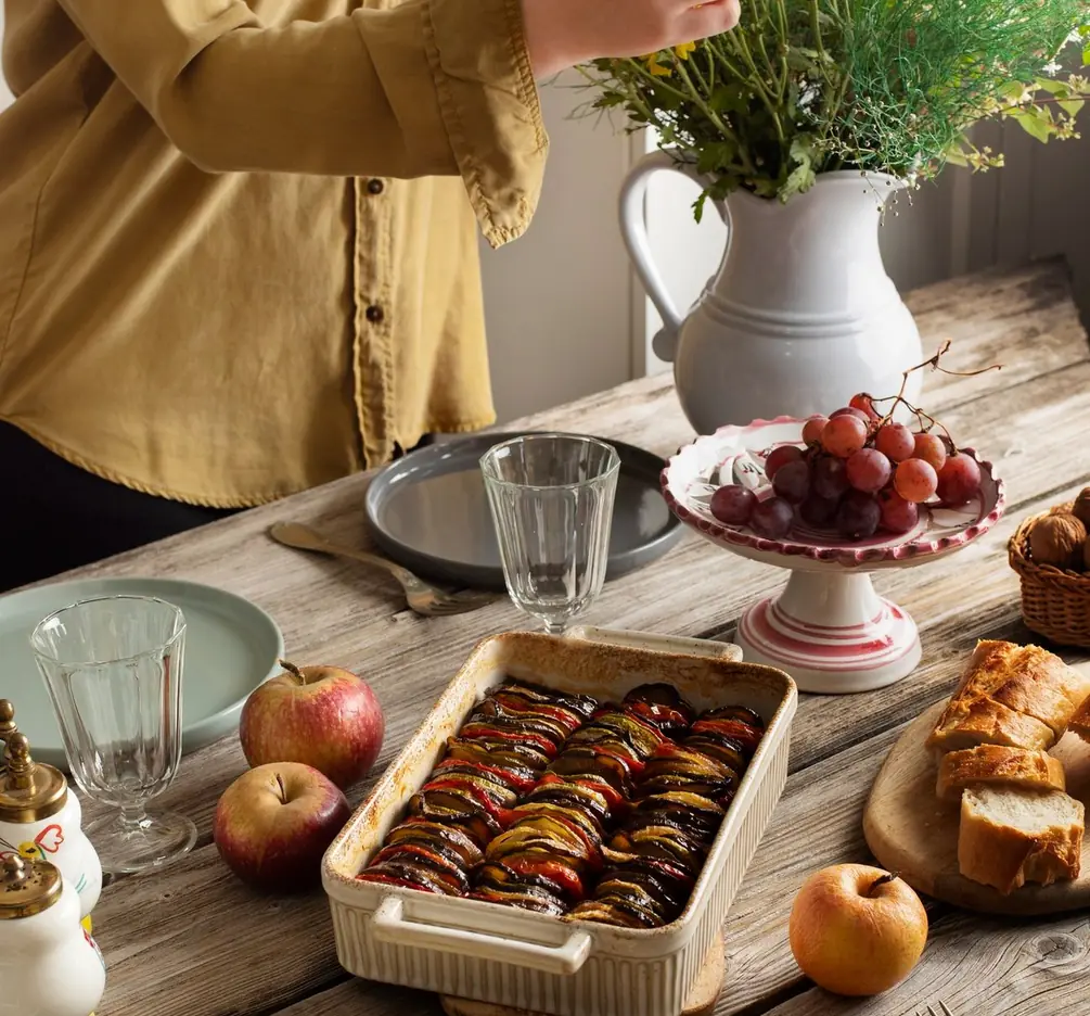 Tian de légumes servi à la table d’hôtes